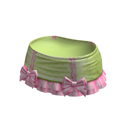 Polka Dot Ruffle Mini Skirt Green Pink