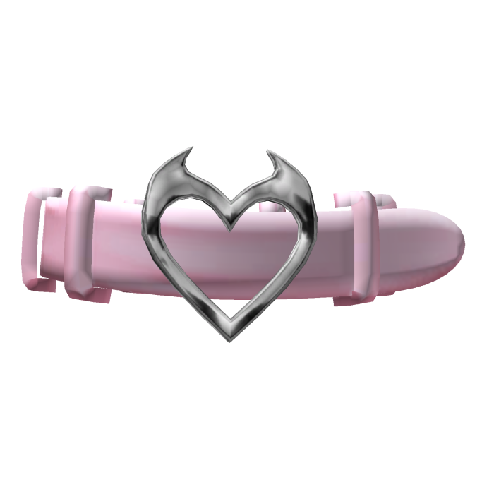 Goth Imp Heart Belt Choker Y2K - Pink Silver