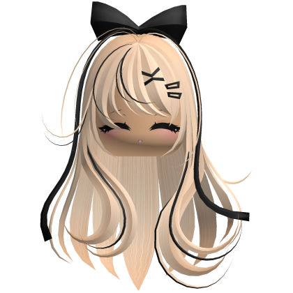 Beautiful Girl with Long Hair, Cute Bow & Lashes