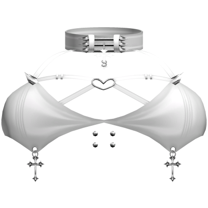 White Gothic Silver Cross Charm Emo Vkei Top