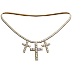 vstar* Gold Triple Cross Rhinestone Necklace