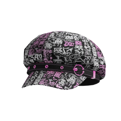 Goth Style Pink White Black Graffiti Hat