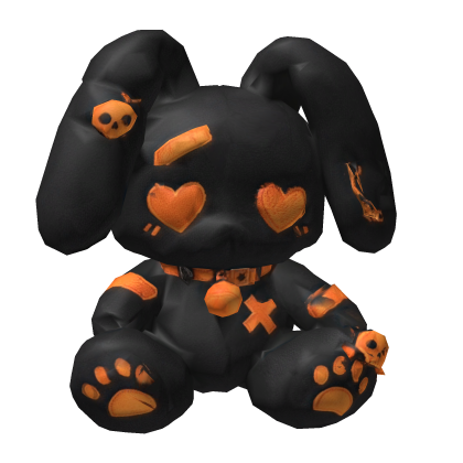 Stitched Heart Patch Bunny Black Orange