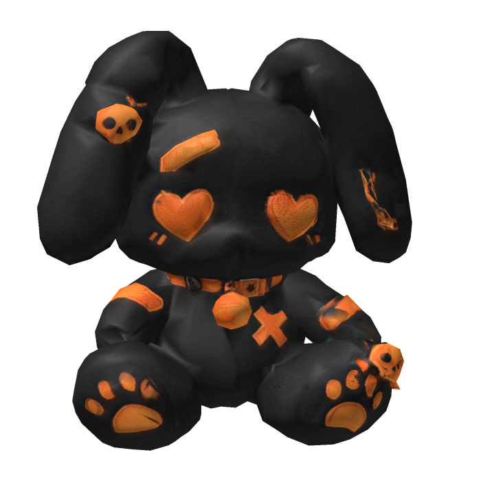 Stitched Heart Patch Bunny Black Orange