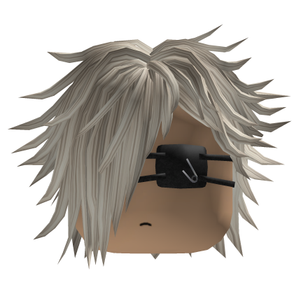 Messy Emo Hair w/ Eyepatch (Gray)