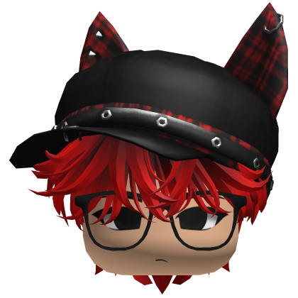 hair Black Red fluffy cute cat hat anime glasses thumbnail