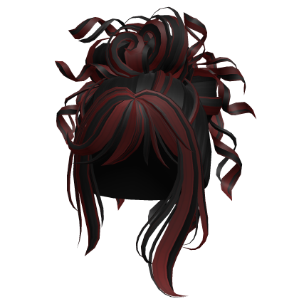 Curly Spa Salon Bun (Black&Red) Roblox item