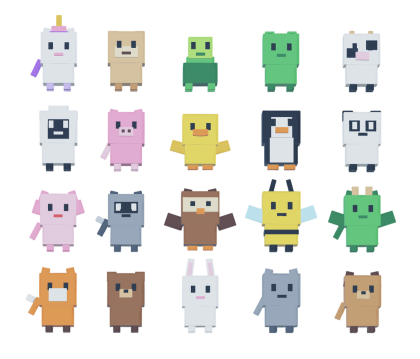 Poly Block Cute Animal Pack - 20 Assets preview 1