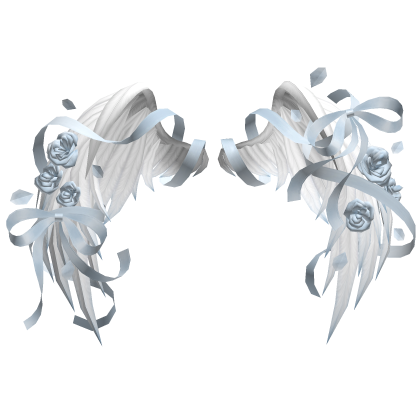 🎀 Rose Petal Angel Wings Ribbons Bows White Blue