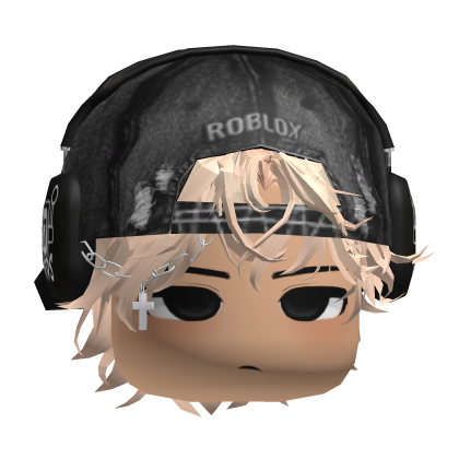 y2k messy hair w/ cap emo (blonde) Roblox item