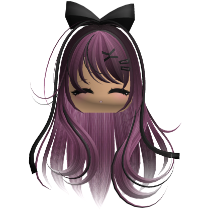 Beautiful Girl with Long Hair, Cute Bow & Lashes