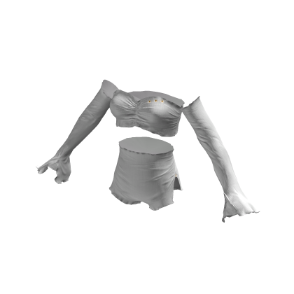 White off-shoulder outfit & shorts thumbnail
