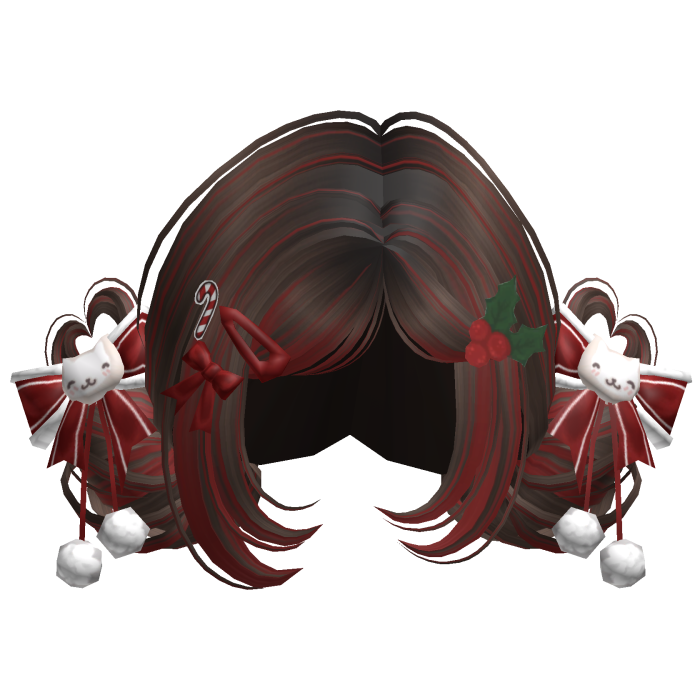 ♡ Christmas Buns w/ Bows (Brown & Red)