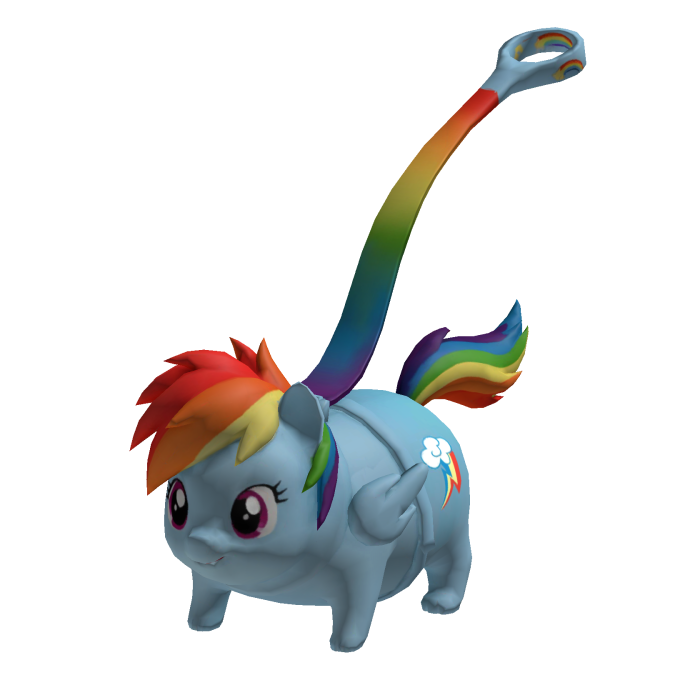 Rainbowdash pet on leash