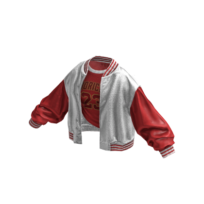 Stylish Leather Jacket Messy Shirt (White Red)