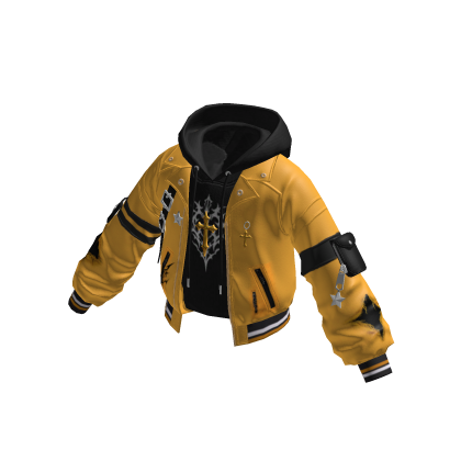 Goth Cross Jacket w/ Hoodie (Yellow N Black)