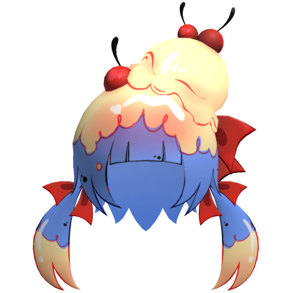 Toon Lowpoly Ice Cream Sunday Girl Hair