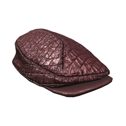 Burgundy Old Money Crocodile Leather Flat Cap