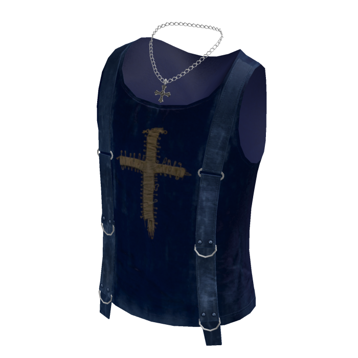 Gothic Strap Tank Top w/ Cross Chain (Navy)