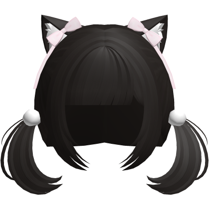 neko cat cute pigtails in dark brown