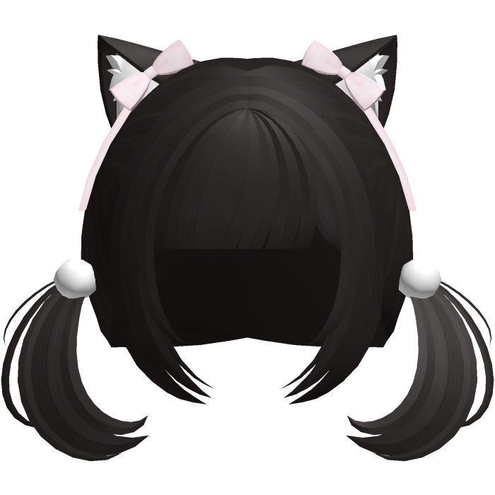 neko cat cute pigtails in dark brown