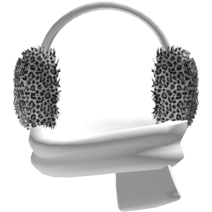 Winter Leopard Print Earmuffs + Cozy White Scarf Roblox item