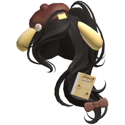 ♡ cute kawaii pompompurin ponytail 🍮 dark brown Roblox item