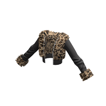 Brown & Black Y2K Cheetah Gyaru Fur Jacket • DD22