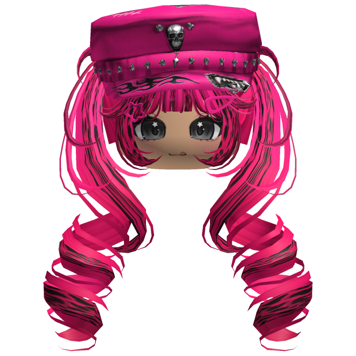 Cheetah Hot Pink Skull Y2K Cap Twirly Hair
