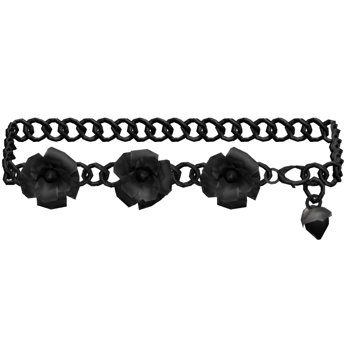 1.0 Black Rose Flower Emo Goth Waist Chain Belt