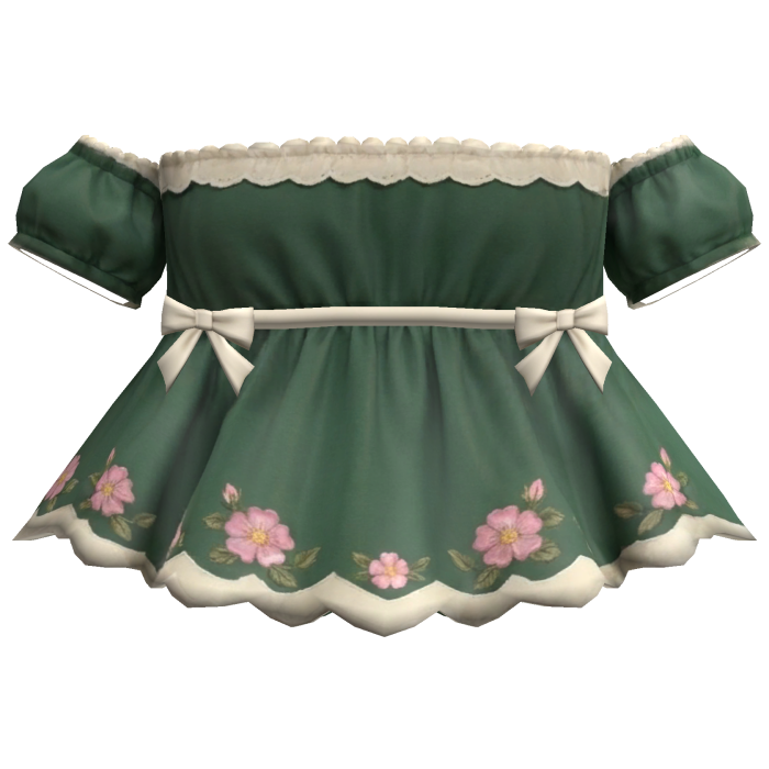 Green Floral Puff Sleeve Top