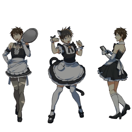 Three Catboy Maids Cutout