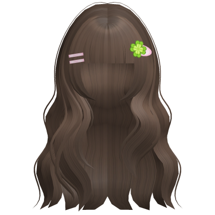 🍀꒰ cute lucky clover hime hair in brown Roblox item