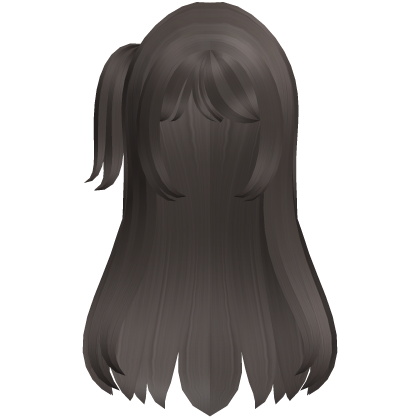 ღ Dark Brown Long Straight Hair with Side Ponytail Roblox item