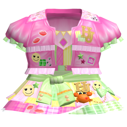 Pink Green Cute Decora Kidcore Colorful Dress
