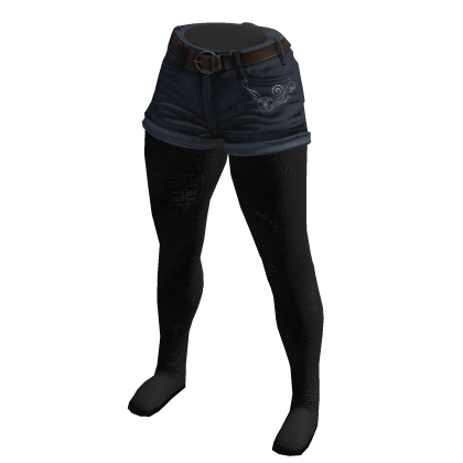 Denim Shorts & Ripped  — TightsNavy Blue thumbnail
