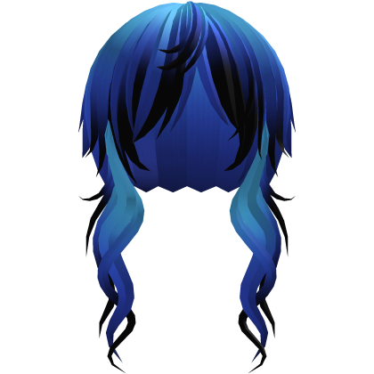 ‘’ (๑ — ‸ ҂)ゝcurly emo hair in blue black Roblox item