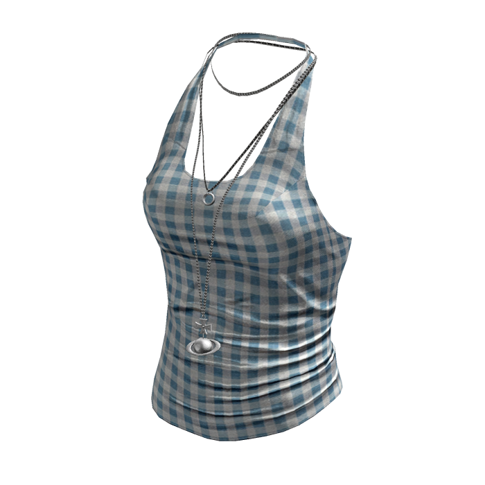 Halter + Layered Necklace (Plaid)