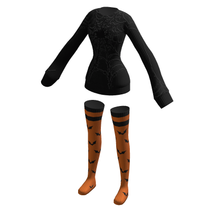 Oversized Spider Web Halloween Sweater w/ Socks thumbnail
