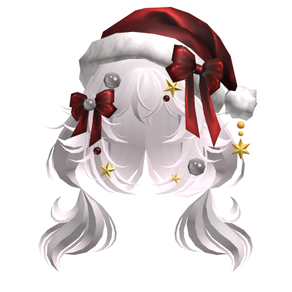 Festive Curly Christmas Ribbon Pigtails Pink
