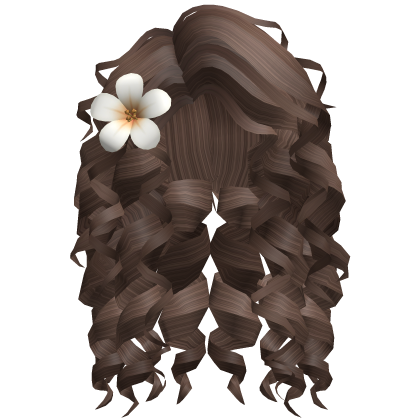 Hawaii Curly Hair with Flower (Brown) Roblox item