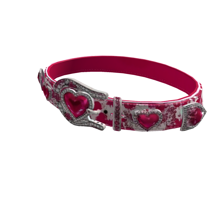 Pink Cow Print Heart Rhinestone Western Belt