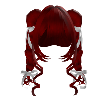 Red Doll Pigtails With White Bows