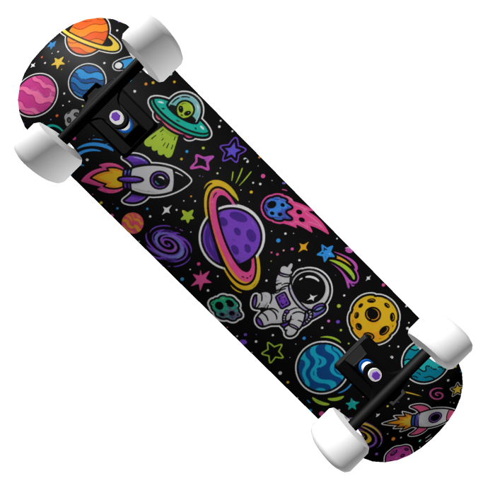 Galaxy Skateboard - Cute Space Alien UFO Rocket