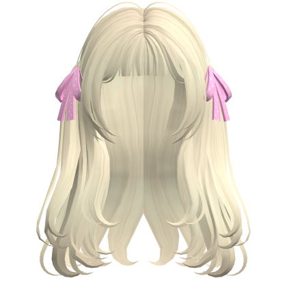 ♡ soft blonde cute dolly hair + pink ribbons Roblox item