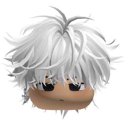White Messy Spiky Hair w/ Earring & Boy Face thumbnail