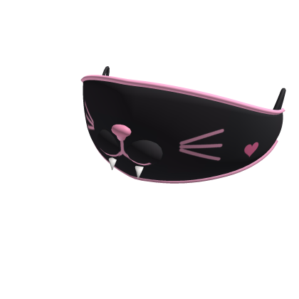 ♡ Goth Kitty Mask w/ Fangs & Heart Charm (Black)