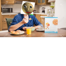 Baldi eats his cereal