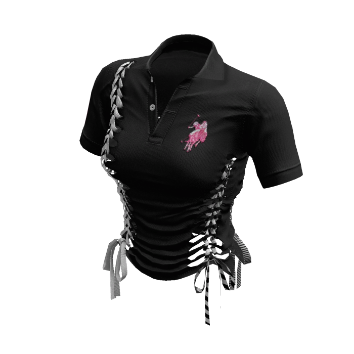 Braided Cutout Polo Shirt (Cherry Pie)