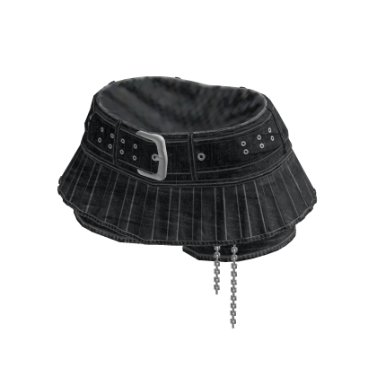Y2K Pleated Mini Skirt w/ Belt & Chain (Black)